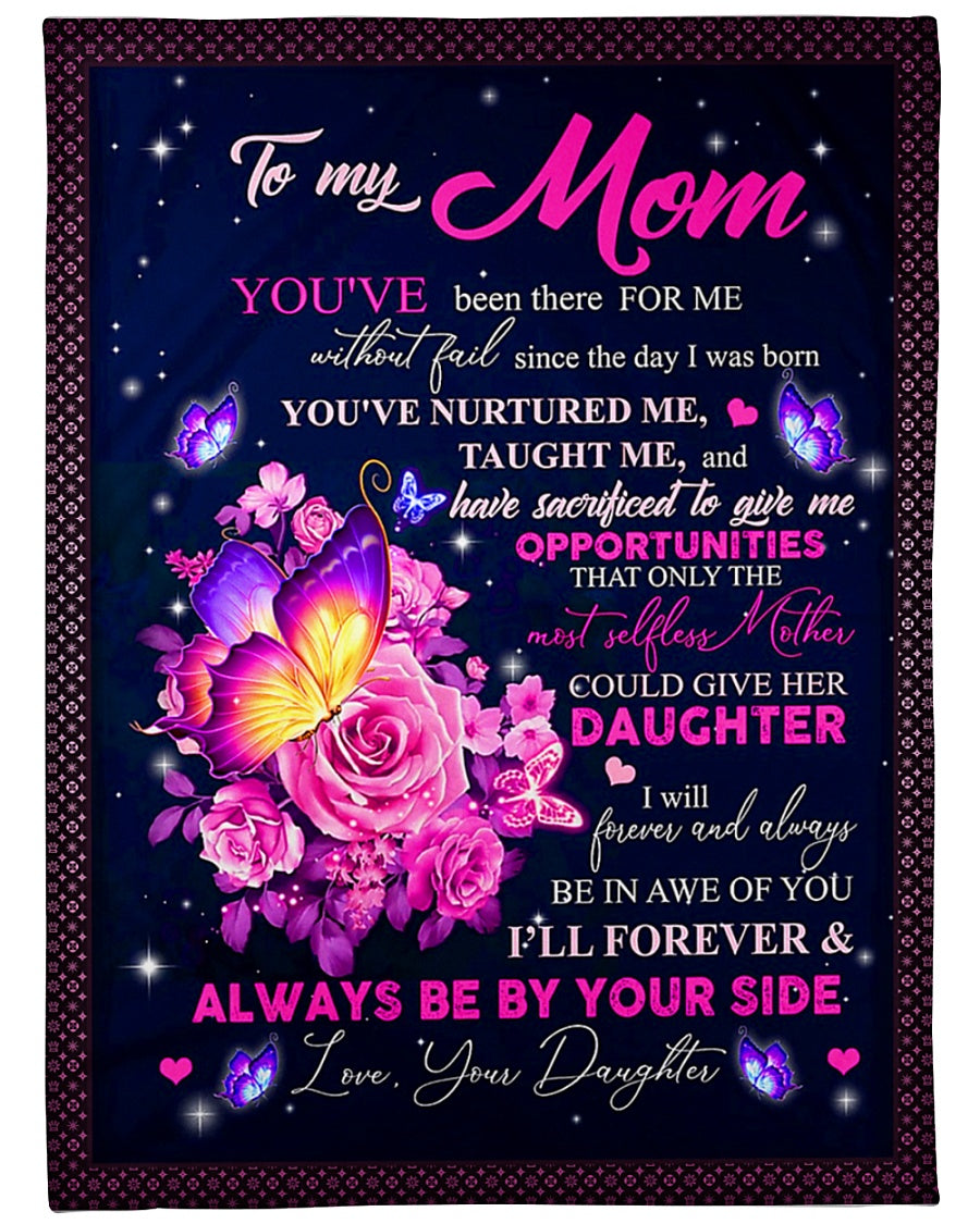 Rose To My Loving Mother Her Daughter - Flannel Blanket - Owls Matrix LTD