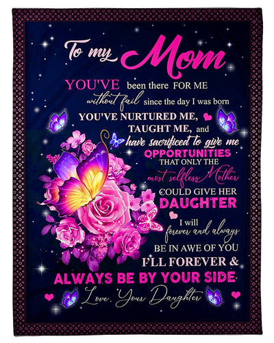 Rose To My Loving Mother Her Daughter - Flannel Blanket - Owls Matrix LTD