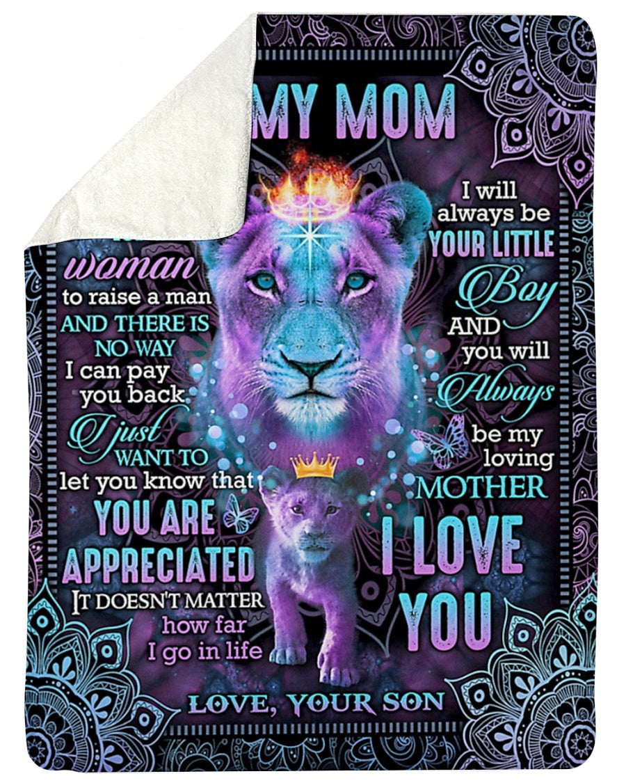 Lion Love To My Mom You Are The World - Flannel Blanket - Owls Matrix LTD