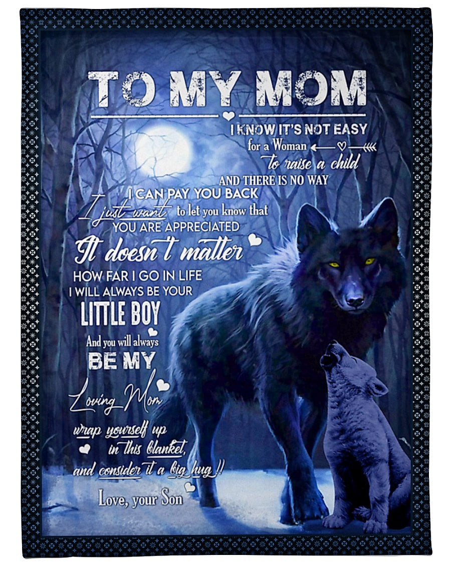 Wolf To My Loving Mom Little Boy - Flannel Blanket - Owls Matrix LTD
