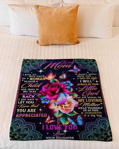 Rose I Love You With All My Heart My Loving Mother - Flannel Blanket - Owls Matrix LTD