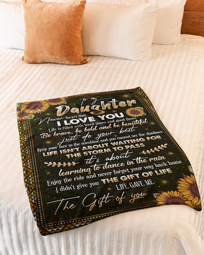 Sunflower To My Daughter Life Is Filled With Hard Times - Flannel Blanket - Owls Matrix LTD
