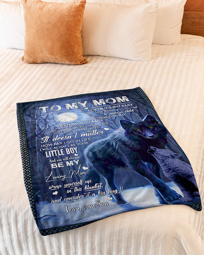 Wolf To My Loving Mom Little Boy - Flannel Blanket - Owls Matrix LTD