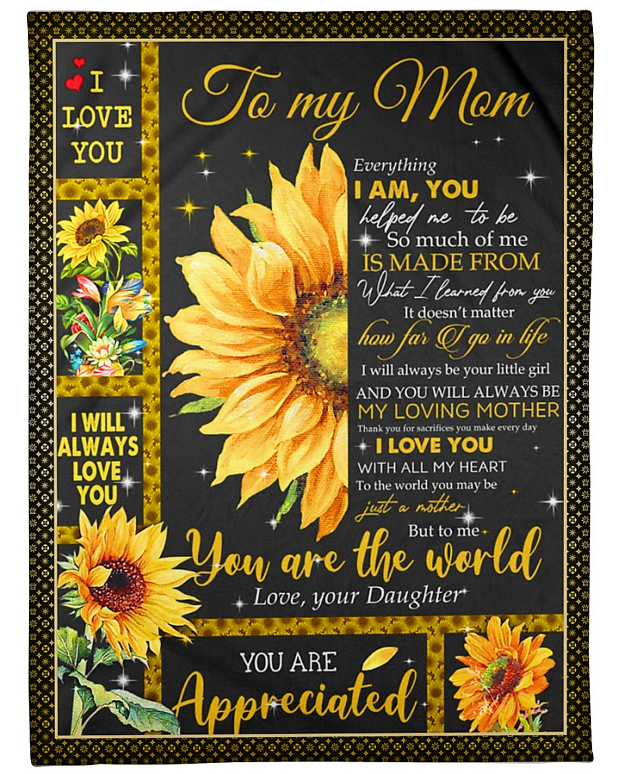 Sunflower To My Loving Mom - Flannel Blanket - Owls Matrix LTD