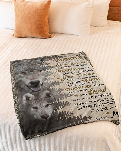 Wolf It A Big Hug To Daughter From Mom Daughter - Flannel Blanket - Owls Matrix LTD