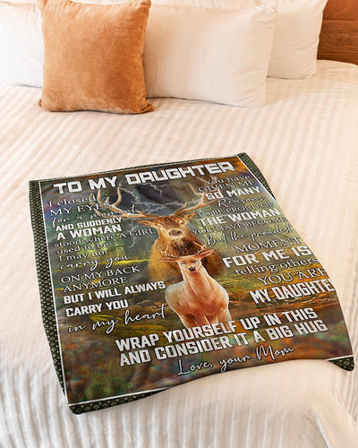 Deer Consider It A Big Hug Best Gift For Daughter - Flannel Blanket - Owls Matrix LTD