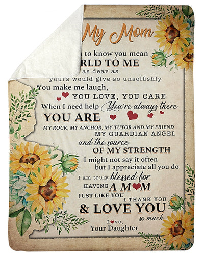 Sunflower To My Mom My Guardian Angel - Flannel Blanket - Owls Matrix LTD