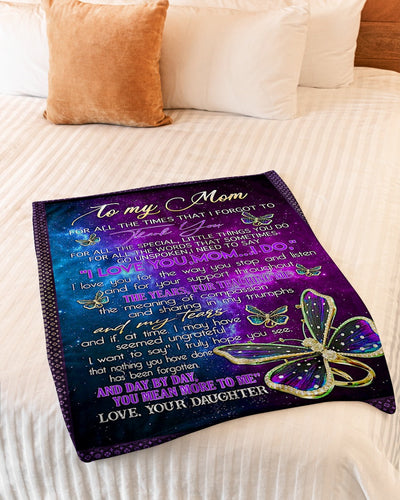 Butterfly To My Loving Mom I Love You For All The Time - Flannel Blanket - Owls Matrix LTD