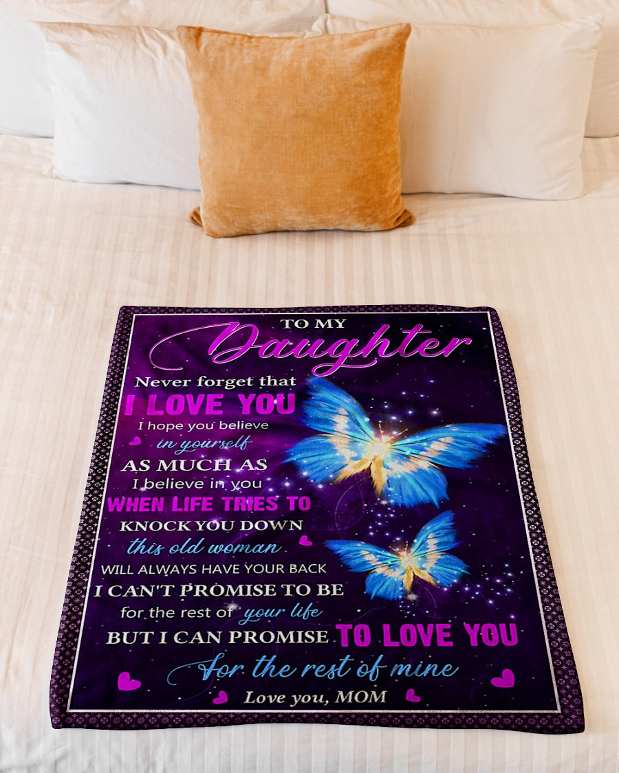 Butterfly Never Forget That I Love You Mom To Daughter - Flannel Blanket - Owls Matrix LTD