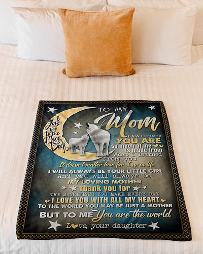 Wolf I Love You To The Moon And Back You Are The World - Flannel Blanket - Owls Matrix LTD