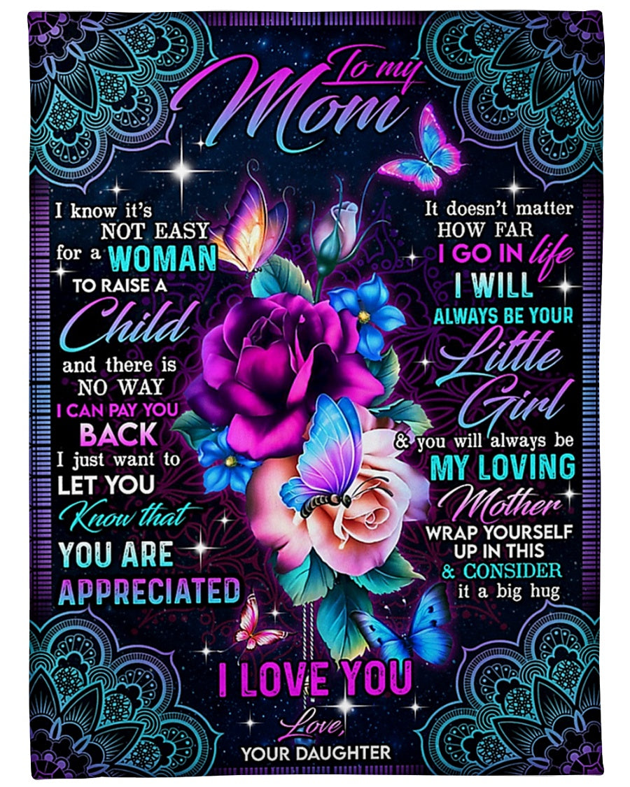 Rose You Will Always Be My Loving Mother Big Hug - Flannel Blanket - Owls Matrix LTD