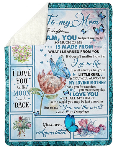 Butterfly To My Mom You Are The World To Me - Flannel Blanket - Owls Matrix LTD