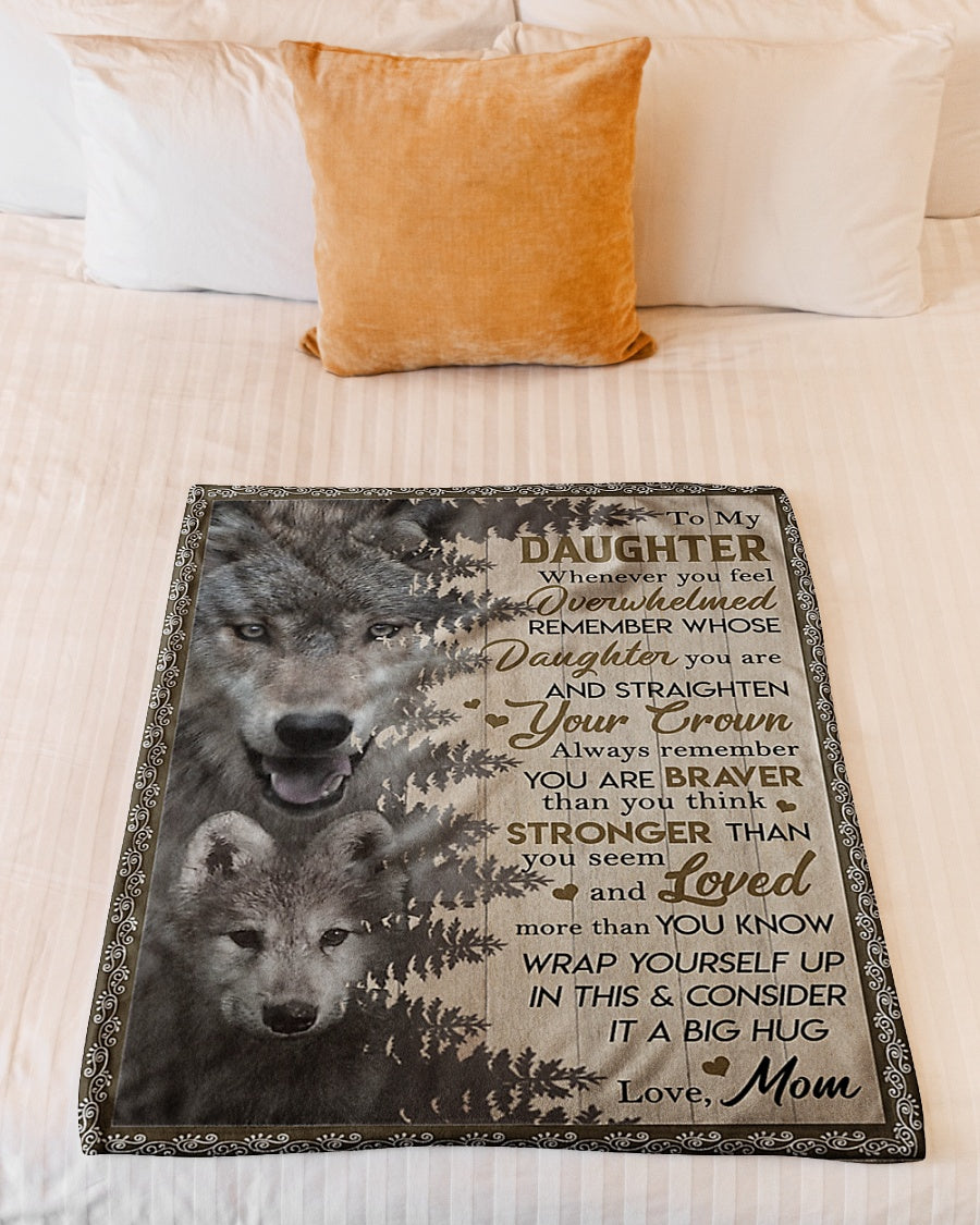 Wolf It A Big Hug To Daughter From Mom Daughter - Flannel Blanket - Owls Matrix LTD