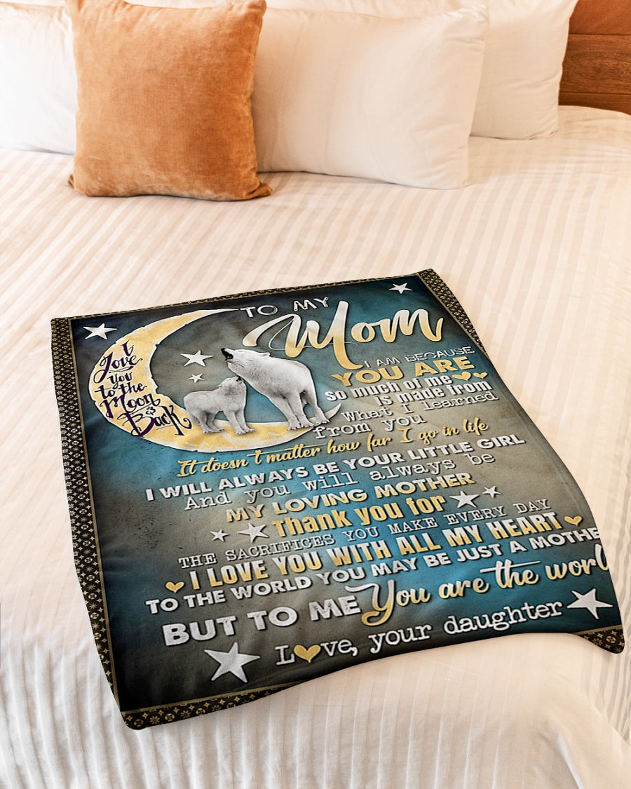 Wolf I Love You To The Moon And Back You Are The World - Flannel Blanket - Owls Matrix LTD