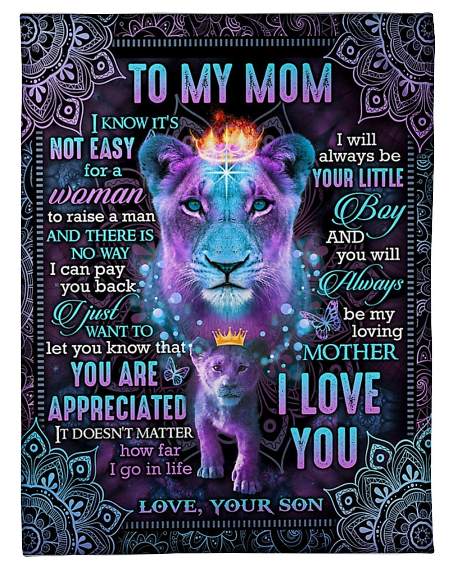 50" x 60" Lion Love To My Mom You Are The World - Flannel Blanket - Owls Matrix LTD