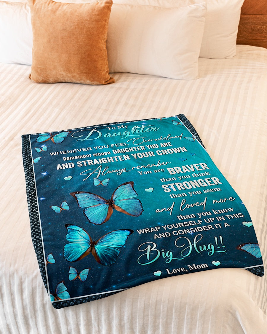 Butterfly Straighten Your Crown Lovely Gift For Daughter - Flannel Blanket - Owls Matrix LTD