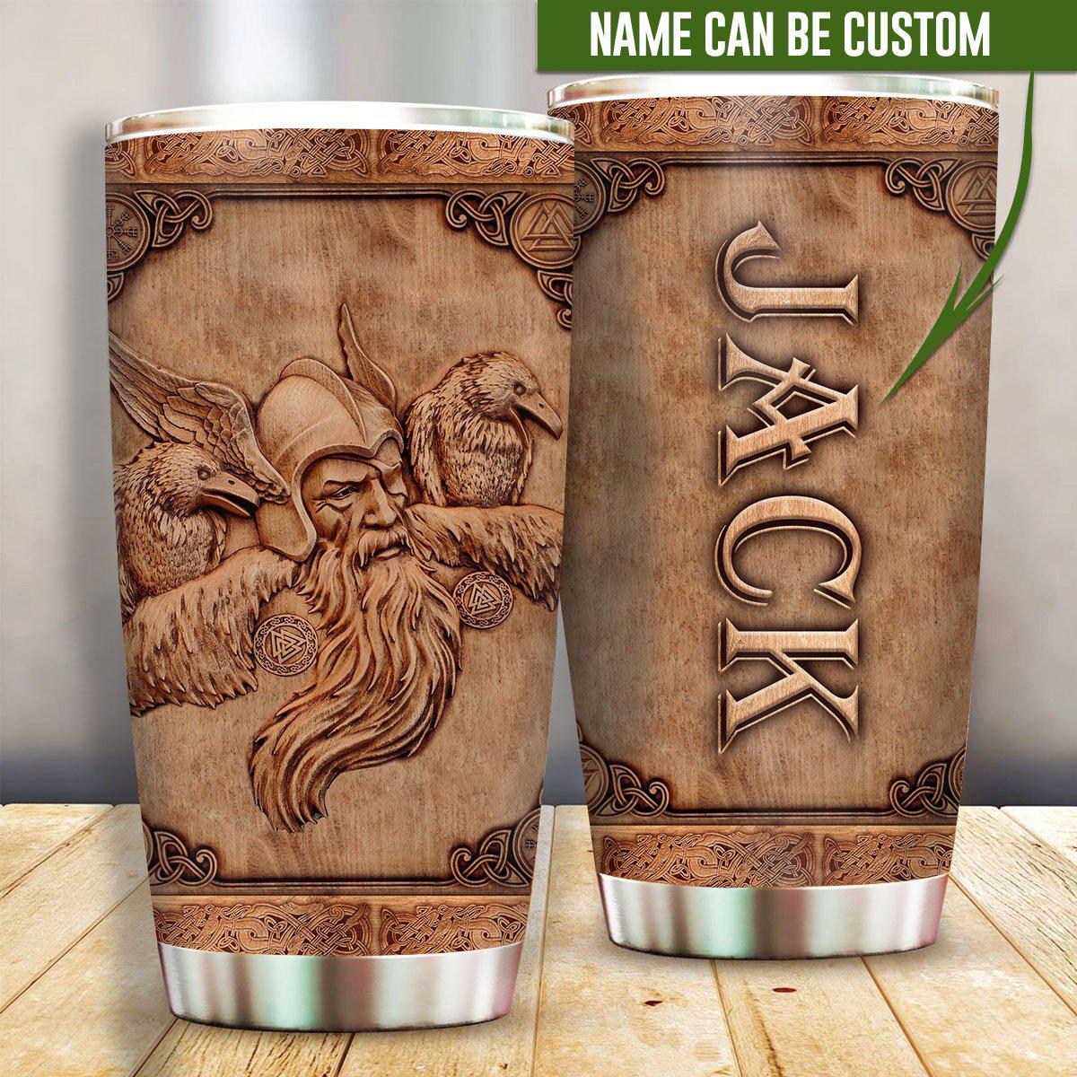 Viking Warrior Wood Personalized - Tumbler - Owls Matrix LTD