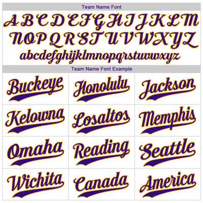 Custom White Purple Pinstripe Purple-Gold Authentic Baseball Jersey - Owls Matrix LTD