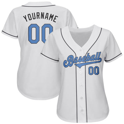 Custom White Light Blue-Dark Gray Authentic Father's Day Baseball Jersey - Owls Matrix LTD