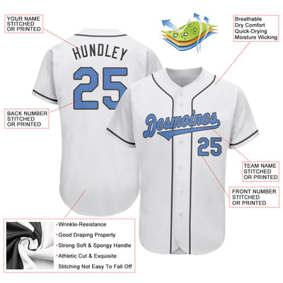 Custom White Light Blue-Dark Gray Authentic Father's Day Baseball Jersey - Owls Matrix LTD