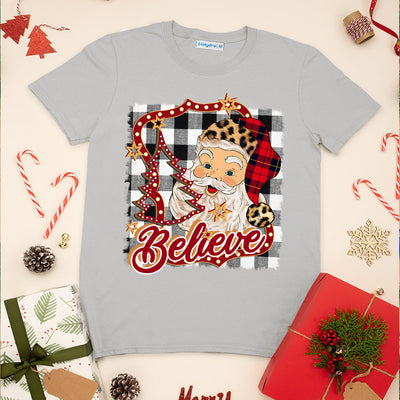 Xmas Red Tartan Christmas Tree Santa Believe HALZ1811032Z Light Classic T Shirt
