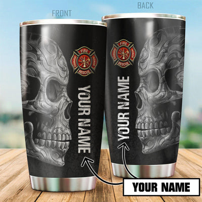 Skull Firefighter Customize Name - Tumbler - Owls Matrix LTD